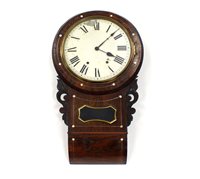 Lot 685 - A Victorian rosewood veneered cased 12” drop dial wall clock