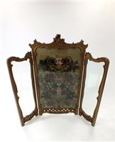 Lot 757 - A 19th century gilt plaster framed three-sectional screen