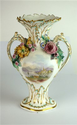 Lot 382 - A Coalport 'Coalbrookdale' porcelain landscape vase