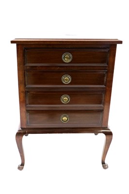 Lot 628 - A floor standing mahogany bank of four sheet music / document drawers