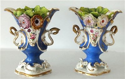 Lot 384 - A pair of Coalport 'Coalbrookdale' porcelain vases