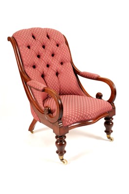 Lot 294 - A late Victorian mahogany framed upholstered armchair