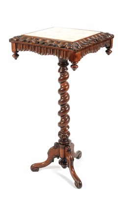 Lot 629 - A small Victorian rosewood marble-topped tripod jardinière stand