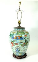 Lot 580 - A large Chinese porcelain vase lamp