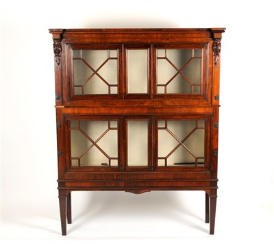 Lot 412 - An impressive 19th century floor standing two tier rosewood veneered display cabinet