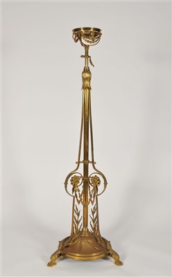 Lot 122 - A 19th century bronze and brass oil lamp stand