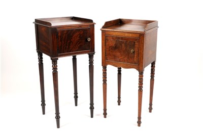 Lot 719 - Two small similar George III mahogany pot cupboards