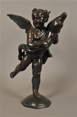 Lot 172 - A classically modelled bronze detailing a winged cherub