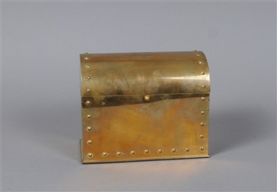 Lot 183 - A studded brass stationary box and two 19th century tea caddies