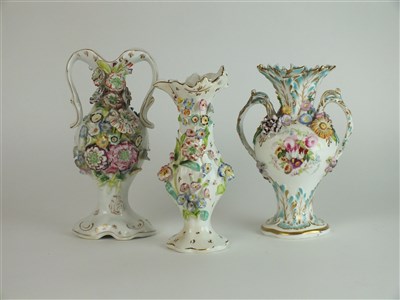 Lot 387 - Three Coalbrookdale porcelain vases