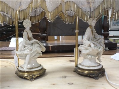 Lot 395 - A pair of Capodimonte porcelain lamp bases