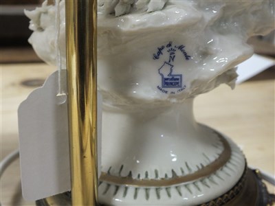 Lot 395 - A pair of Capodimonte porcelain lamp bases
