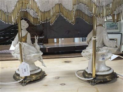 Lot 395 - A pair of Capodimonte porcelain lamp bases