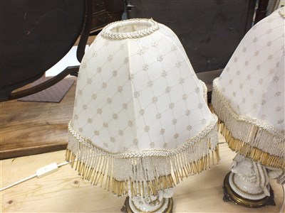 Lot 395 - A pair of Capodimonte porcelain lamp bases