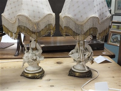 Lot 395 - A pair of Capodimonte porcelain lamp bases