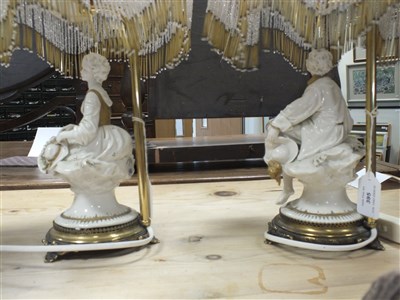 Lot 395 - A pair of Capodimonte porcelain lamp bases