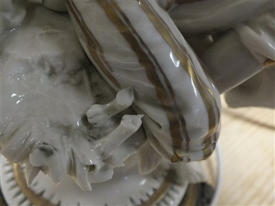 Lot 395 - A pair of Capodimonte porcelain lamp bases