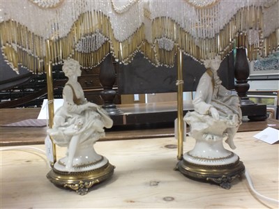Lot 395 - A pair of Capodimonte porcelain lamp bases