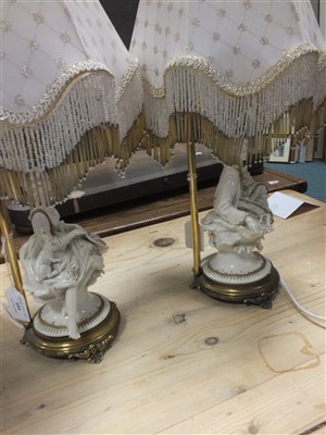 Lot 395 - A pair of Capodimonte porcelain lamp bases