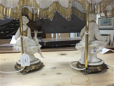 Lot 395 - A pair of Capodimonte porcelain lamp bases