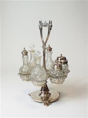 Lot 161 - A silver plated condiment stand