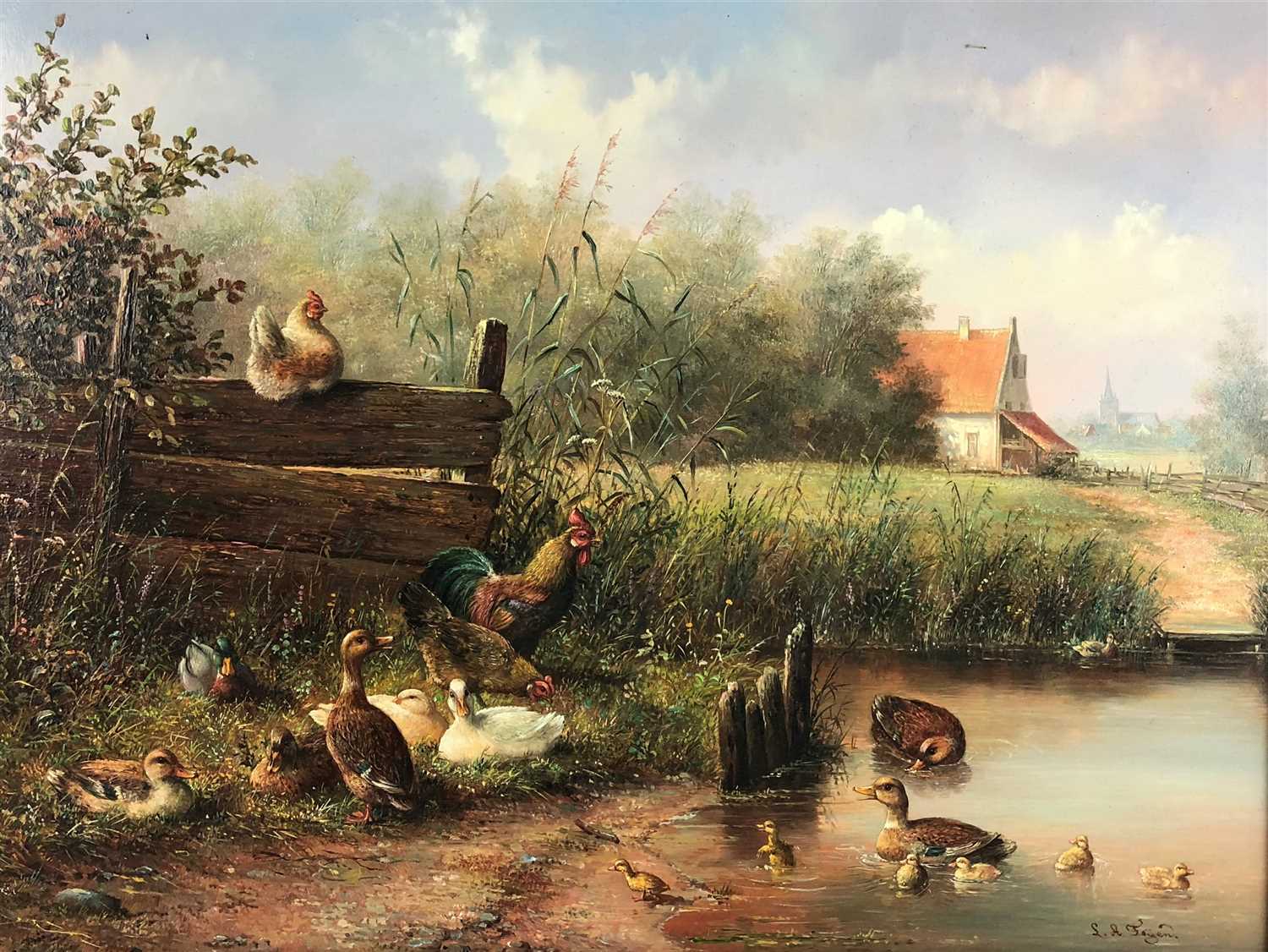 Lot 105 - Dutch School, wild fowl by a river