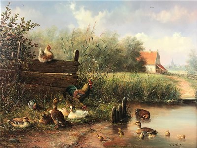 Lot 105 - Dutch School, wild fowl by a river