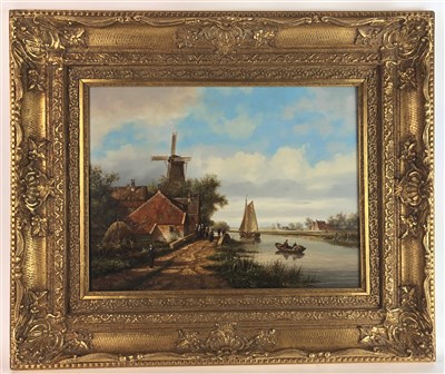 Lot 107 - De Vries, windmill canal scene