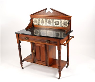 Lot 790 - A Victorian mahogany marble-topped and tile-backed washstand