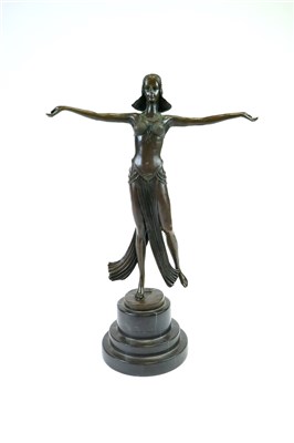 Lot 650 - After Joé Descomps (1869-1950) a cast bronze full length study of a dancer