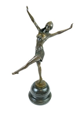 Lot 653 - After Demétre Haralamb Chiparus (1886-1947) a cast bronze full length study of a dancer