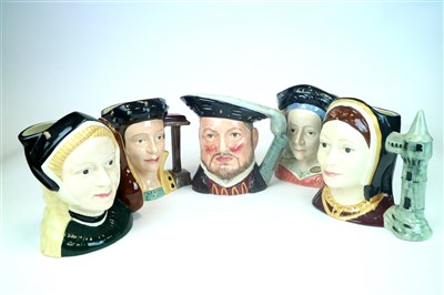 Lot 416 - Royal Doulton Henry VIII and six wives toby jugs