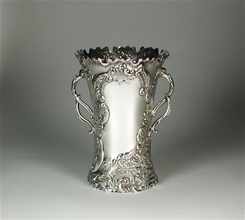 Lot 25 - A large two handled silver vase