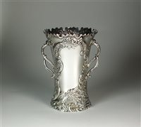 Lot 25 - A large two handled silver vase