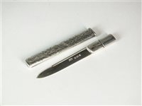 Lot 72 - A miniature silver letter opener