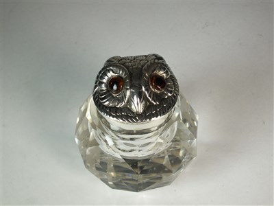 Lot 79 - An Edwardian novelty silver topped inkwell