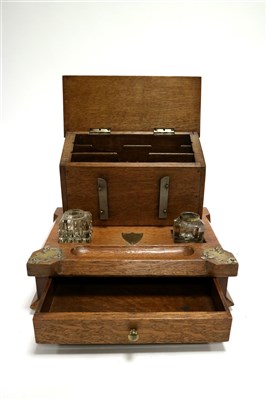 Lot 801 - A Victorian oak office desk stand