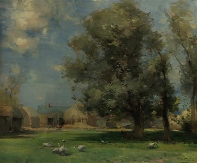 Lot 143 - William Miller Frazer (Perthshire) 1864-1961. Painting of a Lincolnshire farmyard