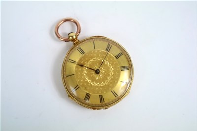 Lot 330 - Yellow Metal Stauffer Fob Watch, Stamped 18k