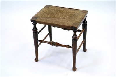 Lot 853 - A 19th century rush seated turned oak stool