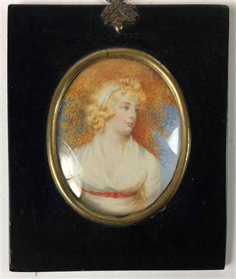 Lot 171 - Portrait miniature on ivory, Countess of Euston plus two additional portrait miniatures