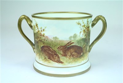 Lot 426 - A Victorian twin-handled Sporting tankard