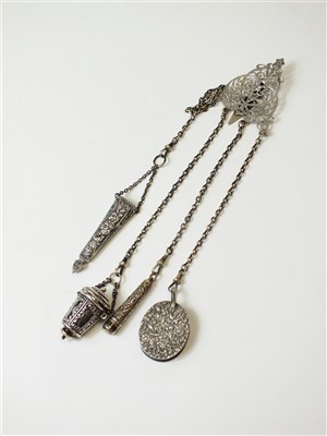 Lot 284 - A silver chatelaine
