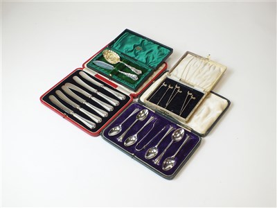 Lot 283 - A collection of cased silver flatware and cased plated flatware