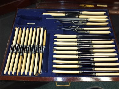Lot 100 - A canteen of silver plated cutlery
