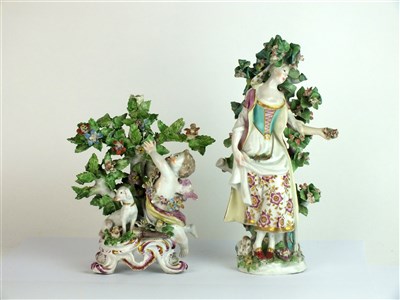 Lot 436 - A Bow porcelain candlestick modelled as Cupid