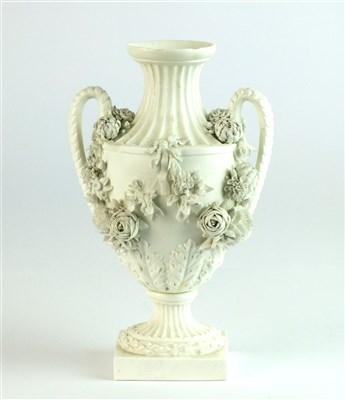 Lot 439 - A Derby parian relief moulded vase