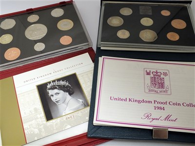 Lot 553 - Nine United Kingdom proof year sets