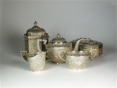 Lot 184 - A five piece Indian silver tea service