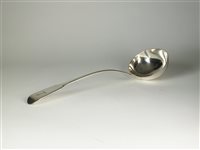 Lot 98 - A silver soup ladle